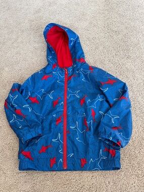 wonder nation 5T Blue Hooded Jacket with Red Lining and Shark Pattern